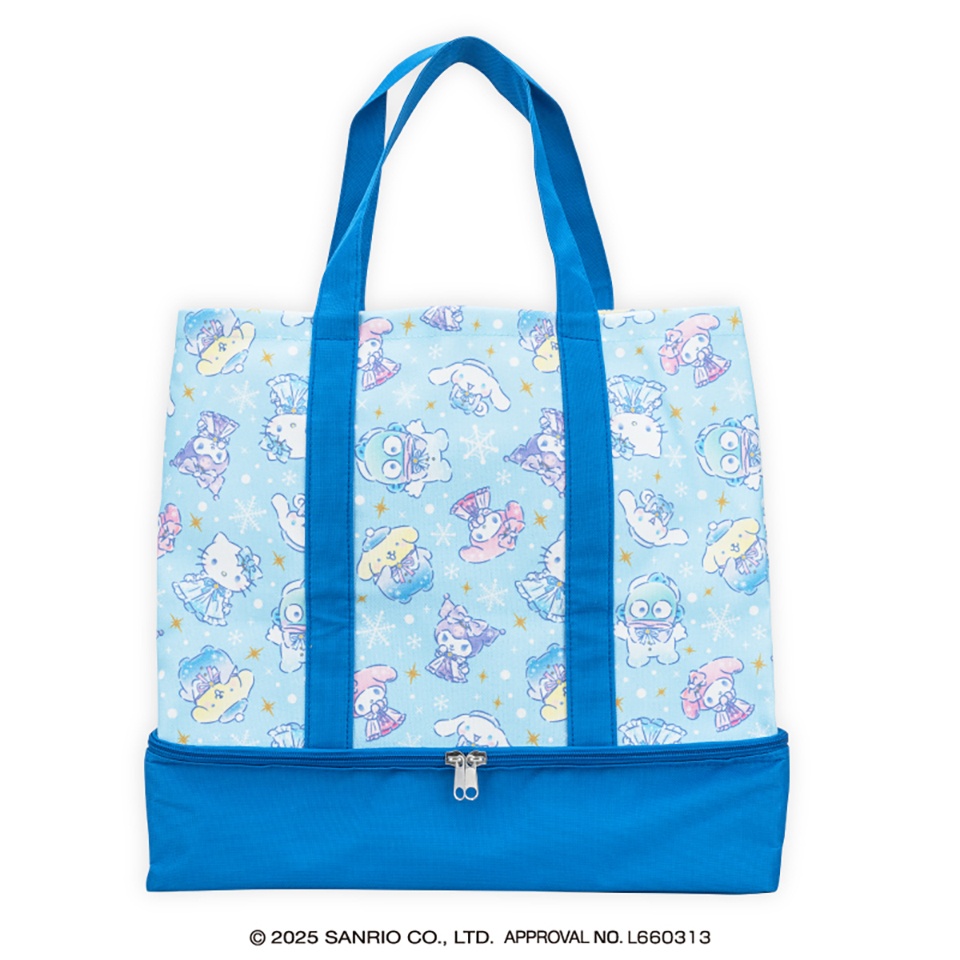 サンリオキャラクターズ　スノーレインボー保冷ポケット付き２段トートバッグ