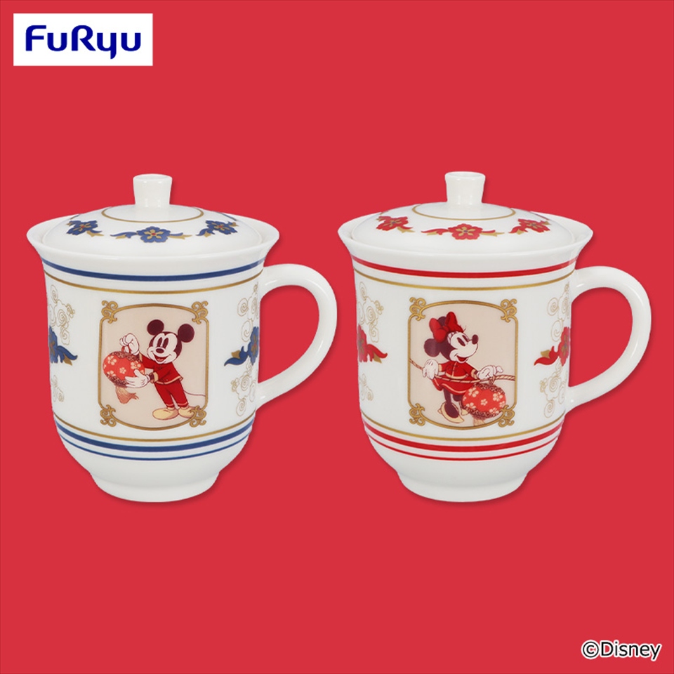 ミッキーマウス＆ミニーマウス アジアンスタイル ふた付き茶器風マグカップ